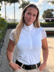 70 Degrees Mesh Lace Sleeve Show Shirt