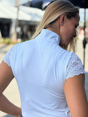 70 Degrees Mesh Lace Sleeve Show Shirt