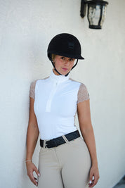 70 Degrees Mesh Lace Sleeve Show Shirt
