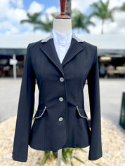 For Horses Cristina Show coat with contrast collar: black with grey