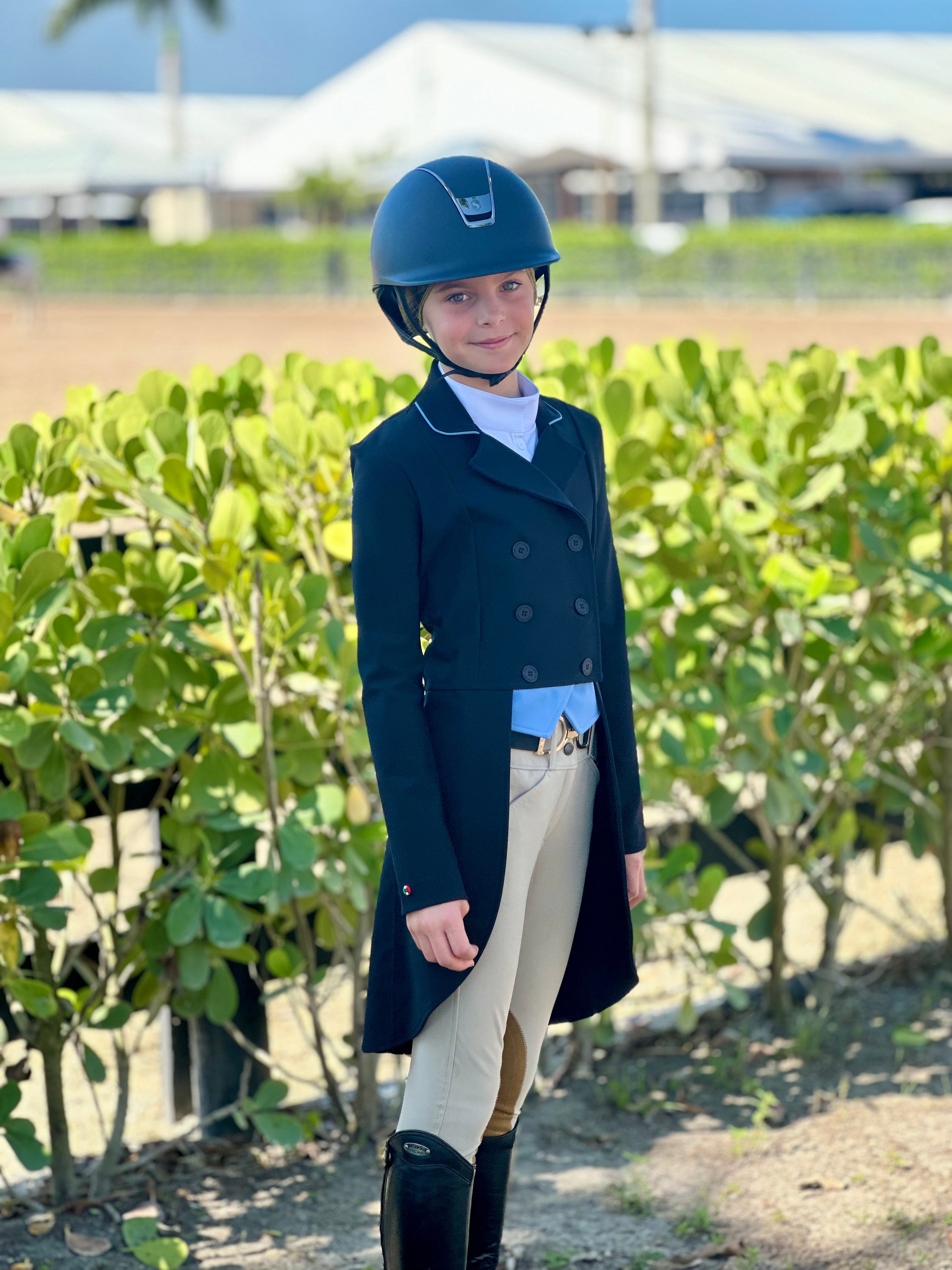 For Horses Lula Girls Shadbelly: Black with Blue Trim