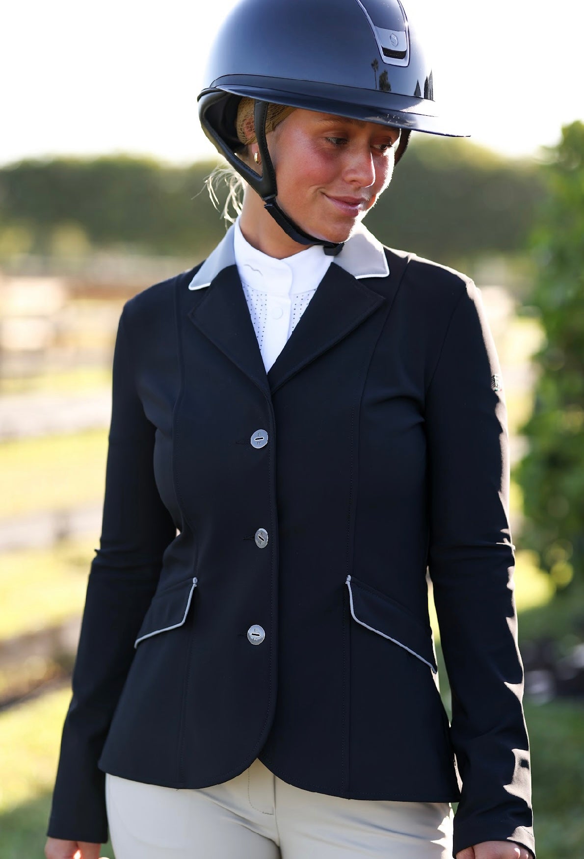 For Horses Cristina Show coat with contrast collar: black with grey