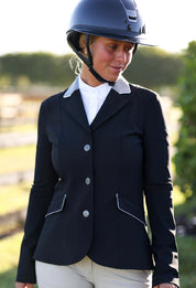 For Horses Cristina Show coat with contrast collar: black with grey