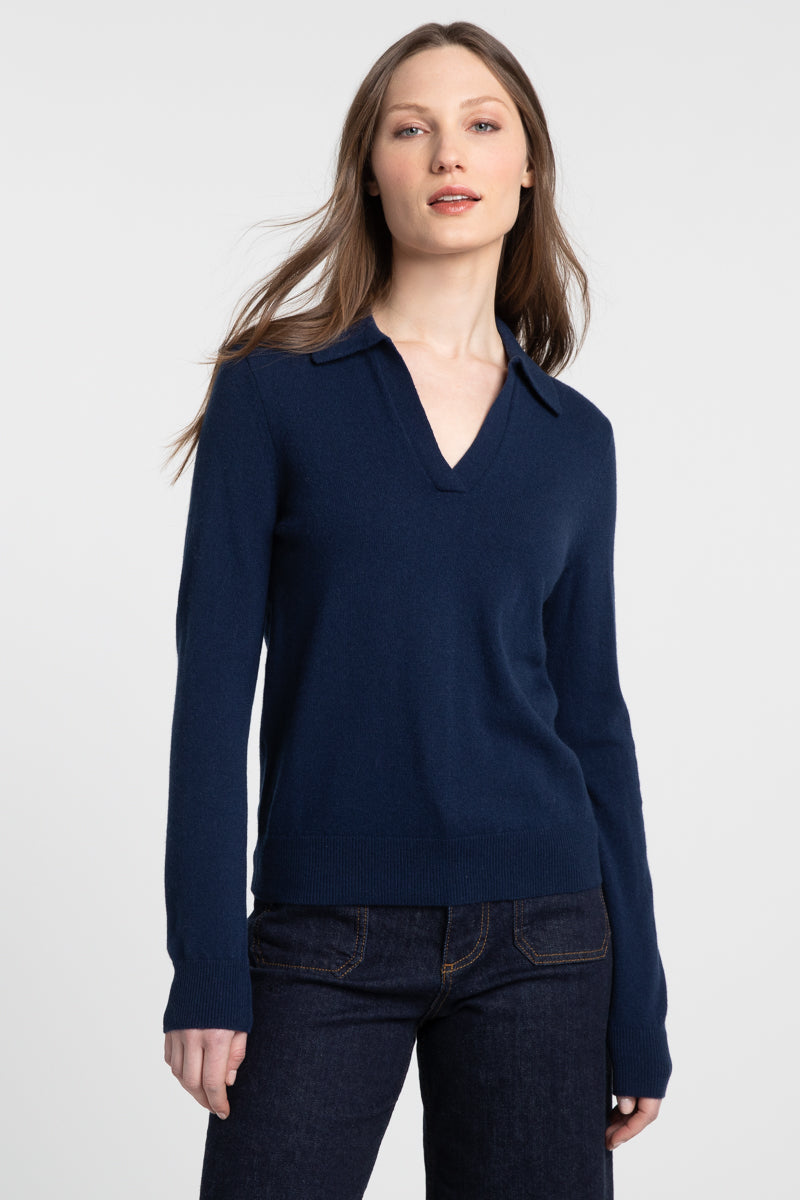 Kinross Cashmere Polo Sweater