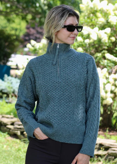 Alashan Merino Megan Cable 1/4 Zip Sweater