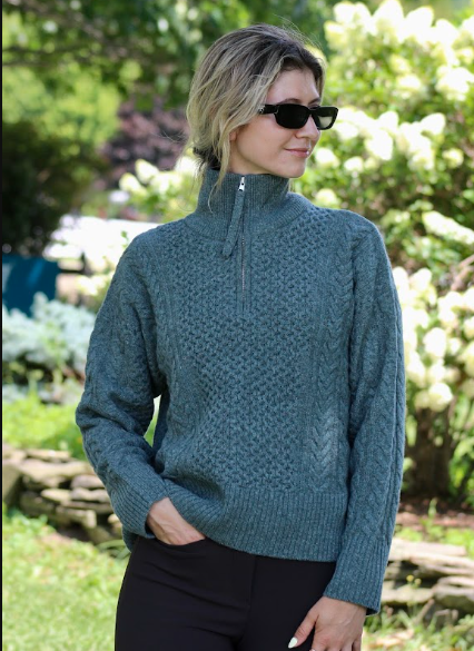 Alashan Merino Megan Cable 1/4 Zip Sweater