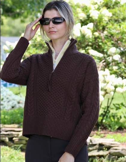 Alashan Merino Megan Cable 1/4 Zip Sweater