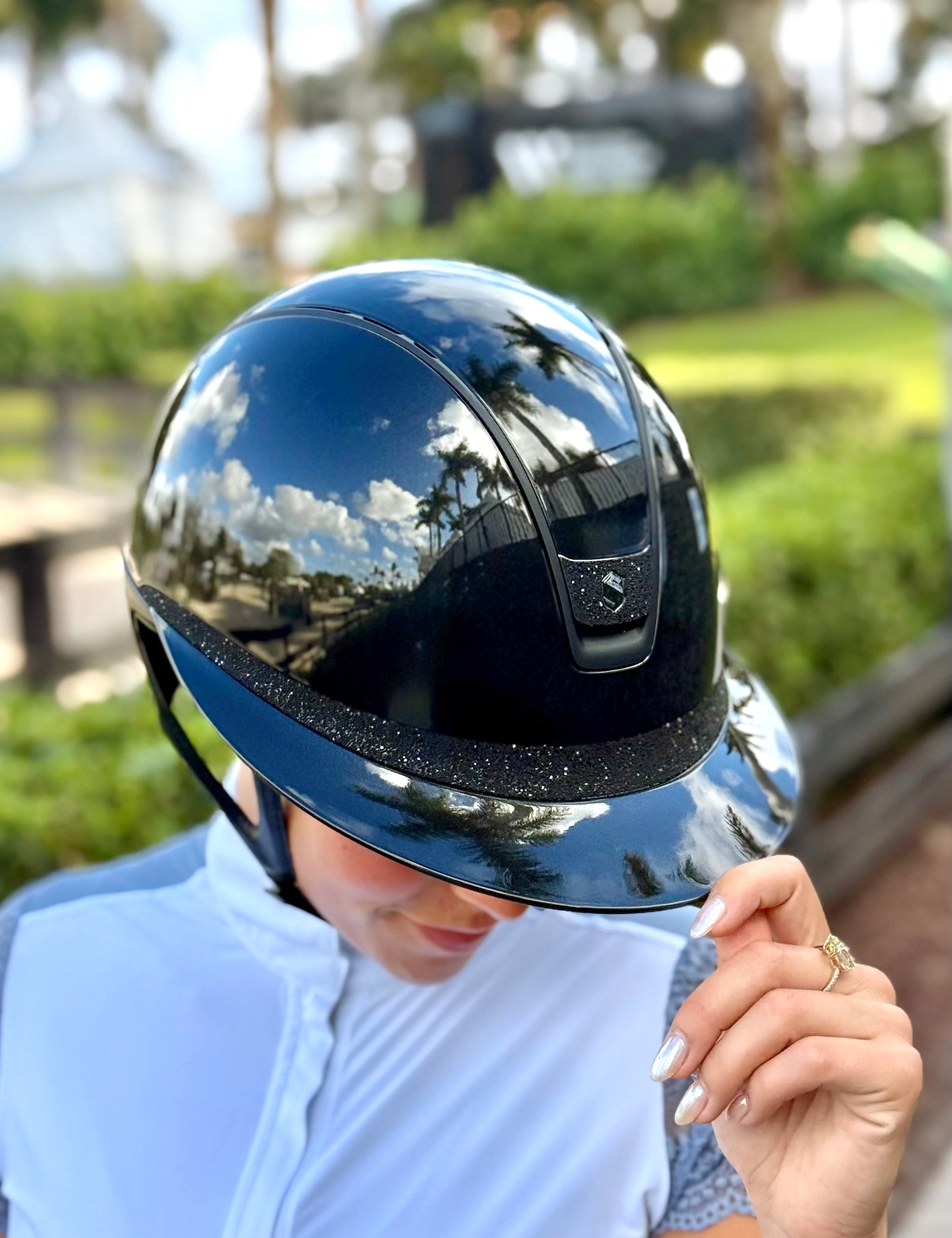 Miss_glossy_with_crystal_fabric_samshield_helmet_riding_1.jpg