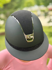 2.0 Miss Shield Shadowmatt With Alcantara Top, Flower Embroidery Band and Black Chrome Samshield Helmet