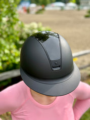 2.0 Miss Shield Shadowmatt With Glossy Top and 5 Crystals Samshield Helmet