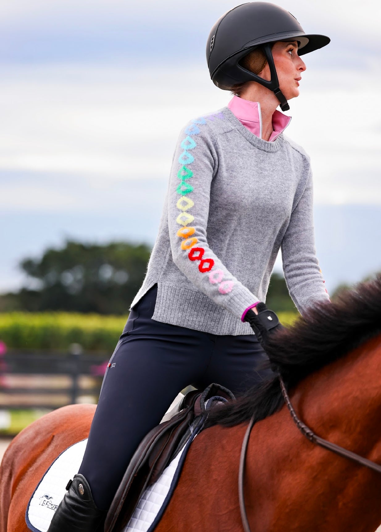 Alashan Cashmere Prisma Sleeve Motif Crew Sweater