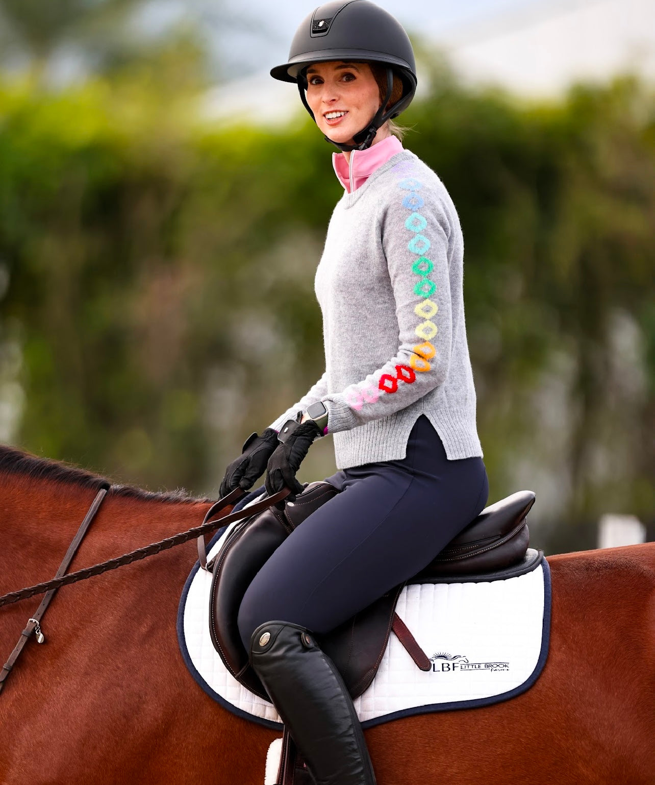 Alashan Cashmere Prisma Sleeve Motif Crew Sweater