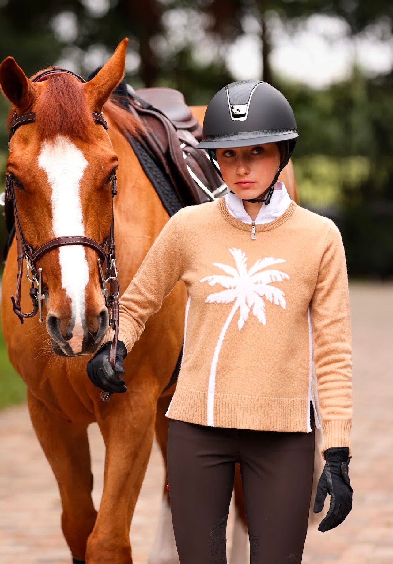 Alashan Cashmere Paradise Palm Tree Crew Sweater