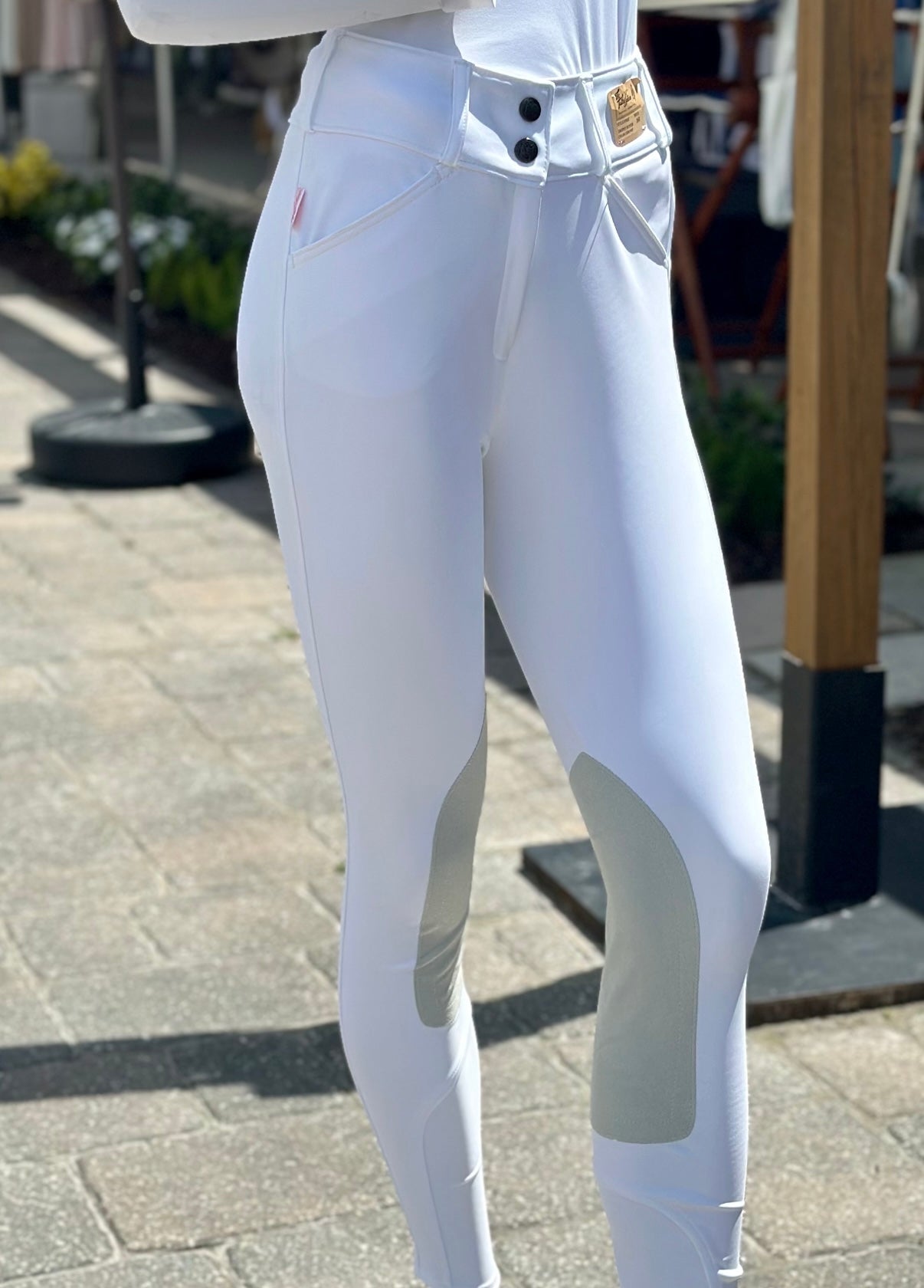 Tailored Sportsman Boot Sock Breeches in White: Tech Fabric