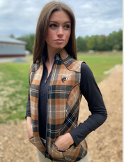 Arista Black and Tan Plaid Vest with Bit Detail