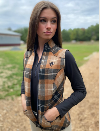 Arista Black and Tan Plaid Vest with Bit Detail