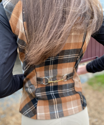 Arista Black and Tan Plaid Vest with Bit Detail